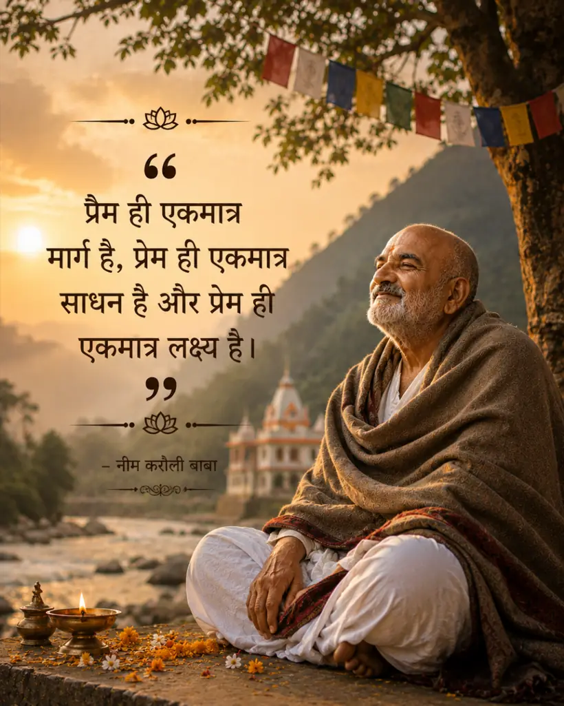 Sri Neem Karoli Baba, Maharaj-ji, seated in the hills