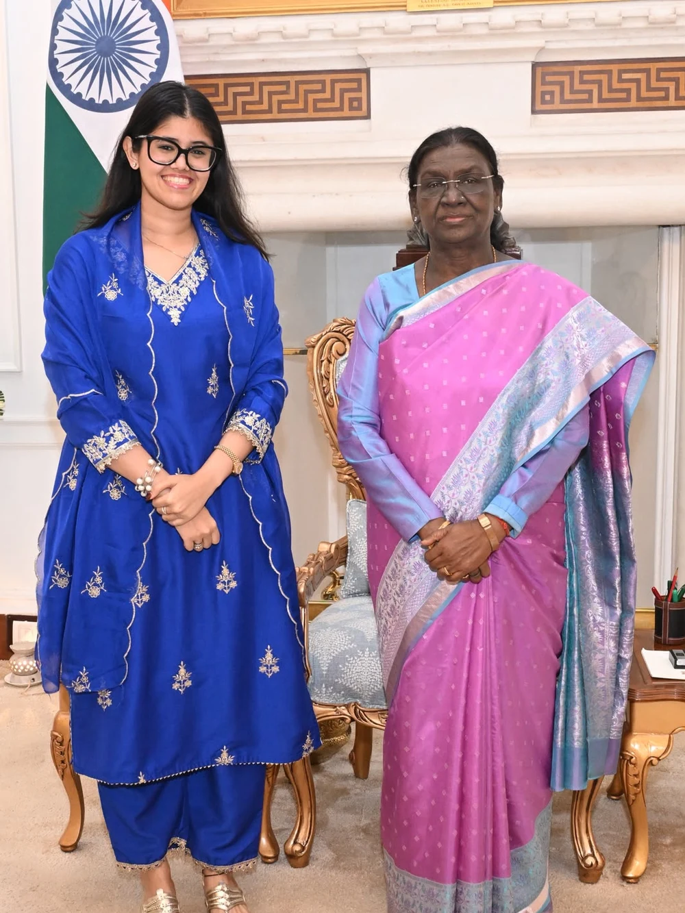 Anupriya Nagar with President of India Droupadi Murmu at Rashtrapati Bhavan, 2026