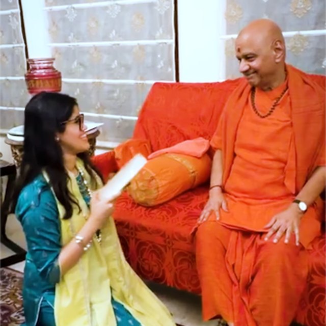 Anupriya Nagar with Swami Govind Dev Giri Ji Maharaj